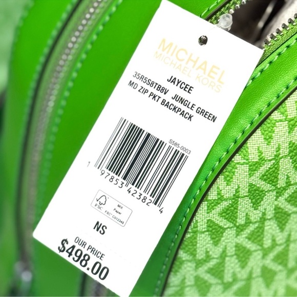 Michael Kors JayceeMedium Ombré Signature Logo Backpack Jungle Green - Picture 7 of 7